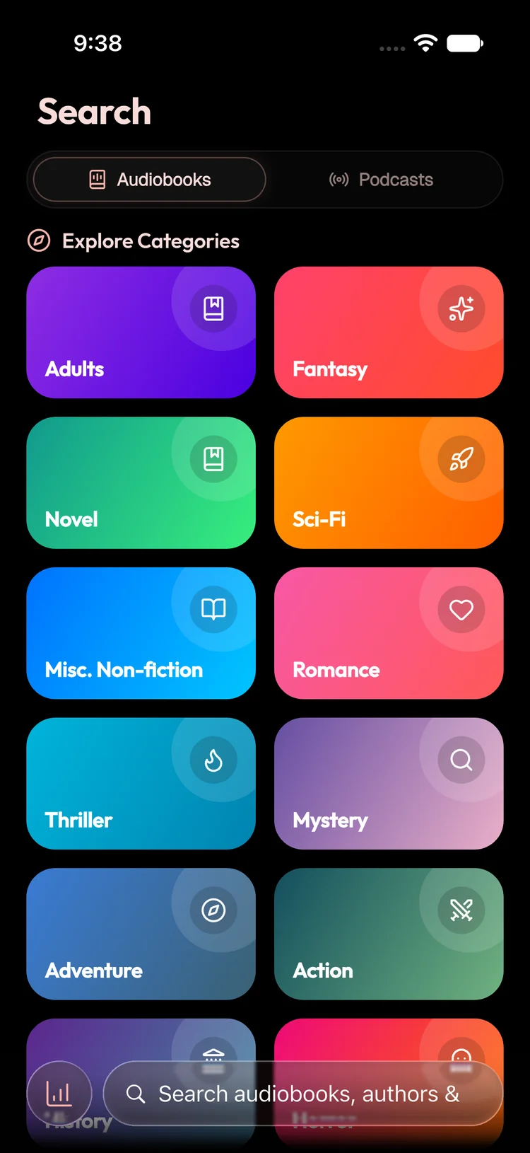 Auddio Explore Categories