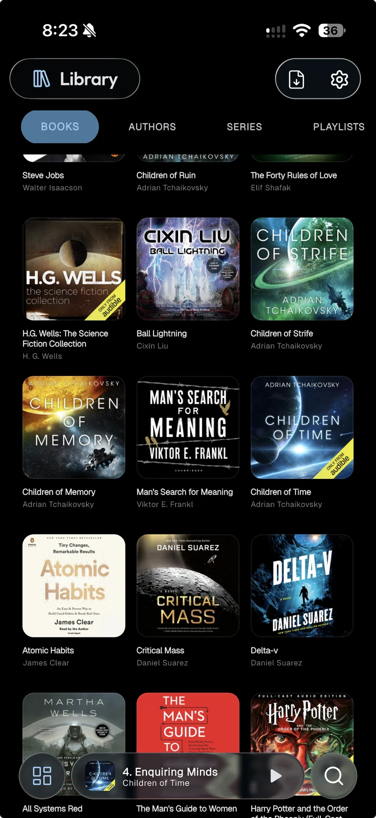 Auddio Library Screen on iPhone